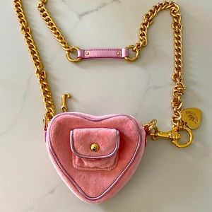 Juicy mini pink velvet pouchette bag